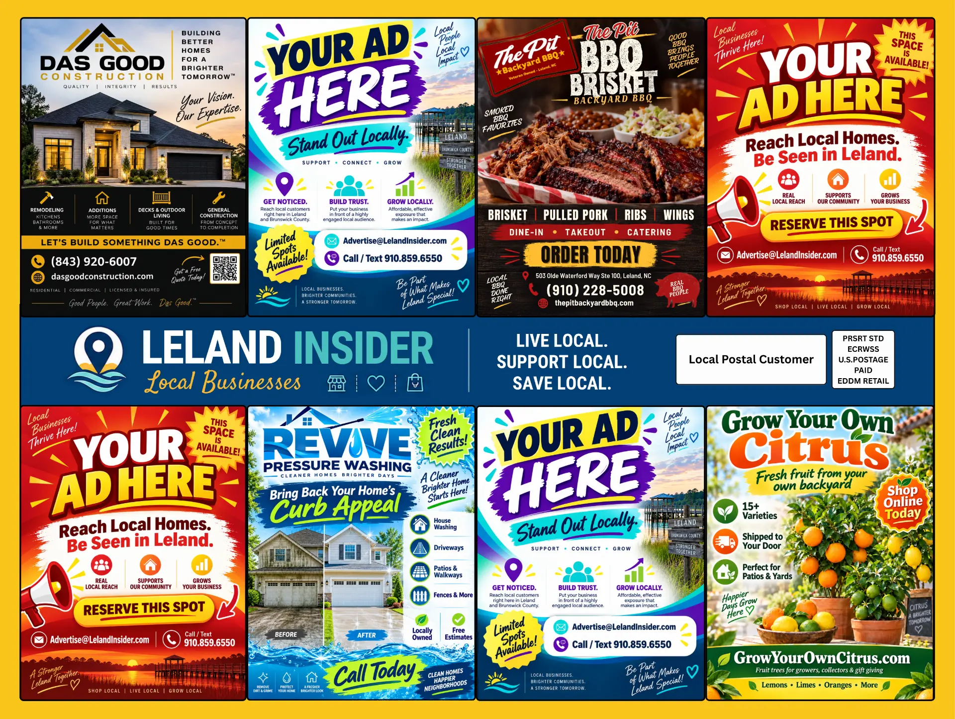 Front of the Leland Insider card mailed to Leland, NC households